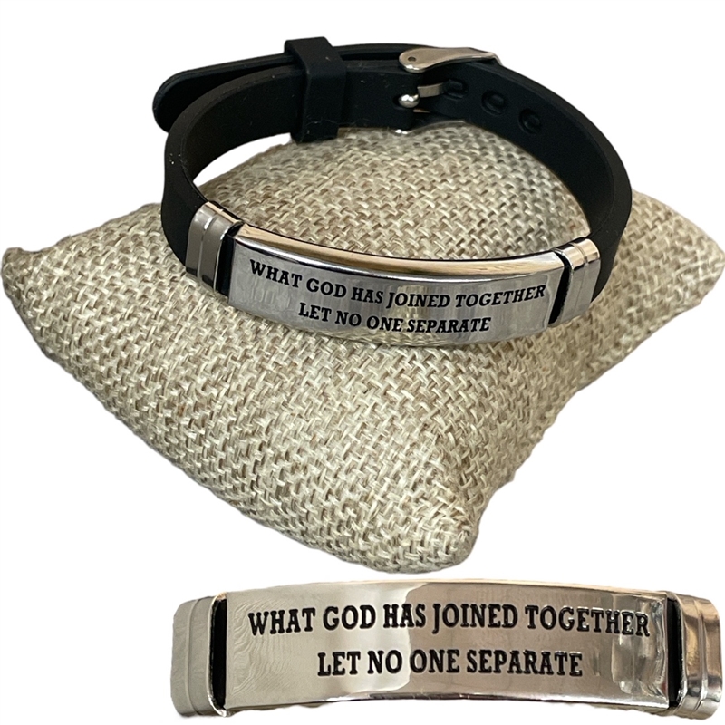 WR010  ''WHAT GOD HAS JOINED TOGETHER '' STAINLESS  STEEL BAR BRACELET