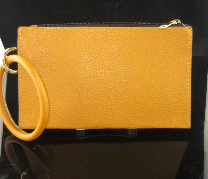 WTS21 SOLID DARK MUSTARD WRISTLET BAG