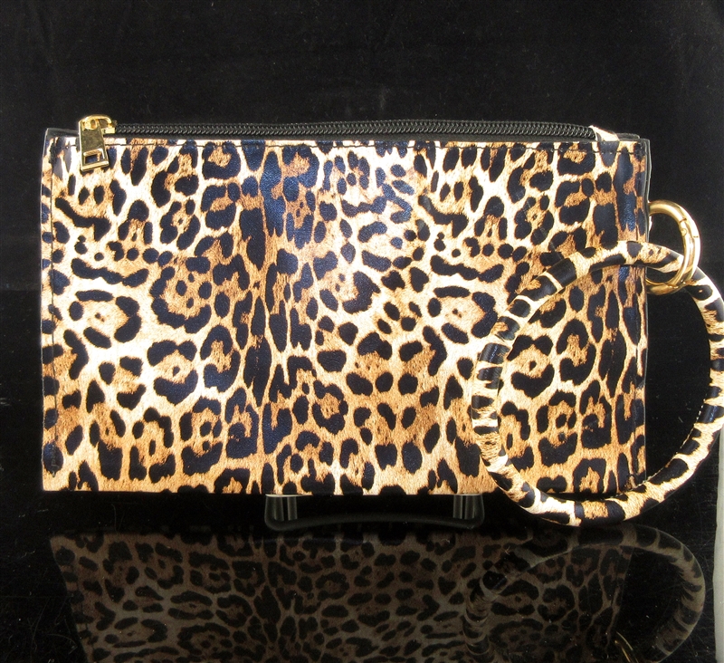 WTS24 TAN LEOPARD PRINT WRISTLET BAG