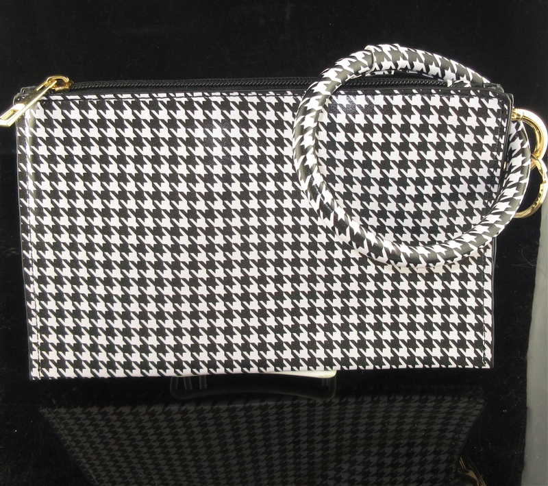 WTS36 HOUNDSTOOTH PATTERN WRISTLET BAG