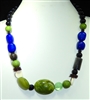 XN-1061 MULTI BEADED GREEN ACRYLIC SHORT NECKLACE