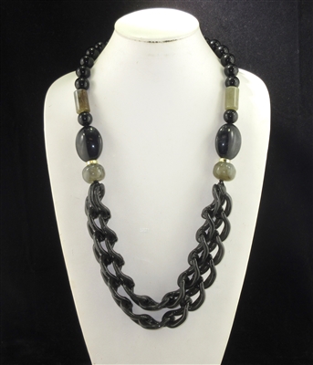 XN-1063 TWO LAYER ACRYLIC CHAIN LINKS NECKLACE