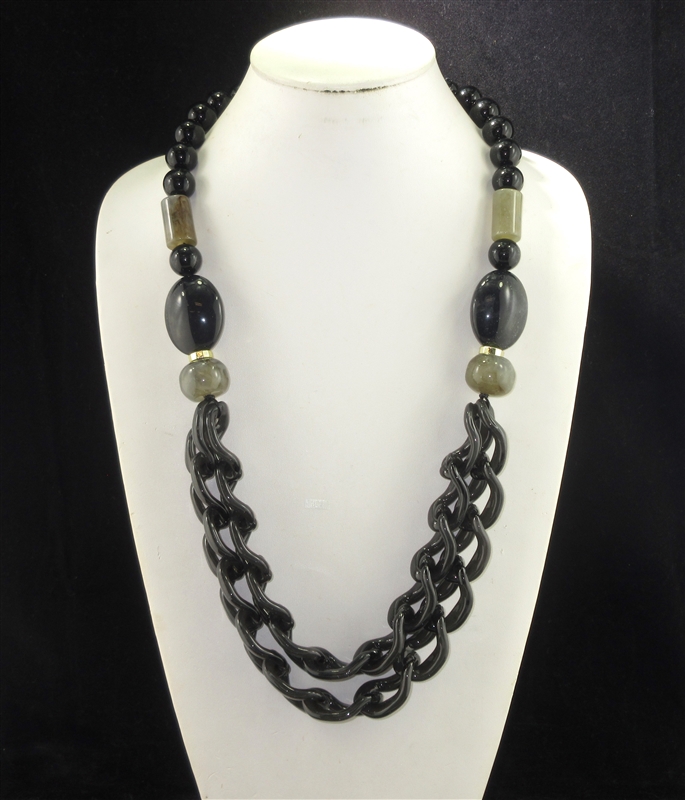 XN-1063 TWO LAYER ACRYLIC CHAIN LINKS NECKLACE