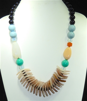 XN-1085 MULTI BEADED CRYSTAL ACRYLIC NECKLACE