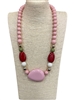 XN-1088 PINK IRREGULAR BEADED ACRYLIC NECKLACE