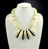 XN-1187 BLACK & WHITE ACRYLIC BEADED  NECKLACE