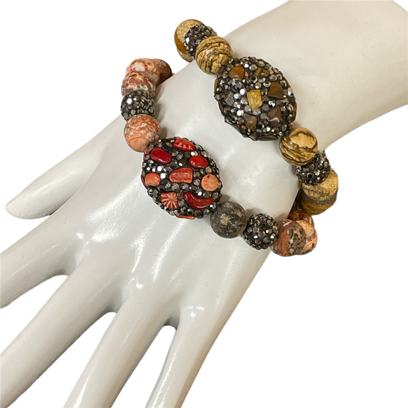 YB2612 SEMI PRECIOUS STONE BEADED STRETCH BRACELET