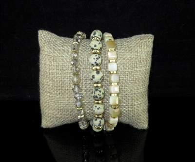 YB2634GDWH WHITE STONE/CRYSTAL BEADED GOLD WATCH BAND