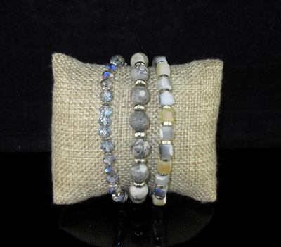 YB2634RHCJ GRAY STONE/CRYSTAL BEADED GOLD WATCH BAND