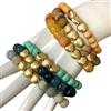 YB2669 SEMI -PRECIOUS STONE & WOODEN 3PCS SET BEADED BRACELET