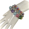 YB2717MT  MULTICOLOR LARGE NATURAL STONE AND CRYSTAL BEADED 3PCS SET BRACELET
