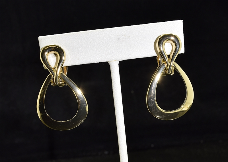 YE10023 DANGLE TEARDROP CLIP-ON EARRINGS