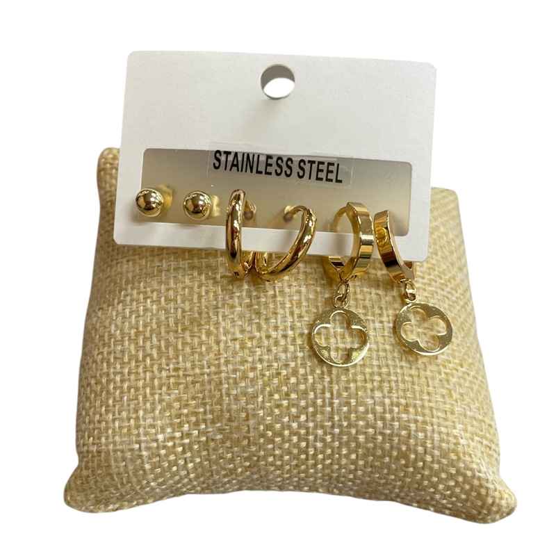 YE2279  GOLD CIRCLE 3PCS SET EARRINGS