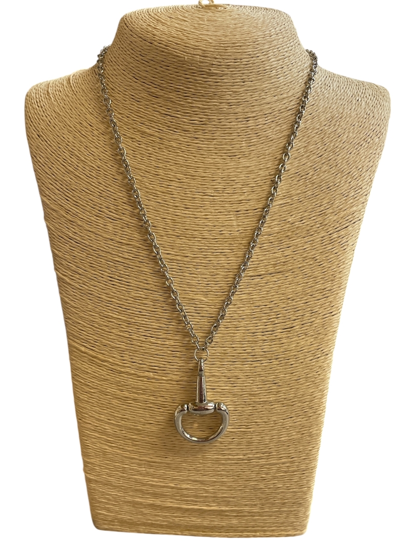 YMN8253 PLAIN SILVER U LINK PENDANT 18" LONG NECKLACE