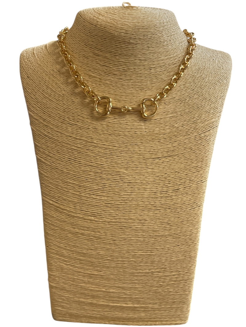 YMN8255 GOLD PLAIN U LINK PENDANT SHORT NECKLACE