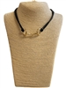 YMN8260 GOLD U LINK PENDANT SHORT LEATHER NECKLACE
