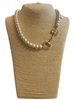 YMN8288 PEARL BEADED GOLD U LINK PENDANT SHORT NECKLACE