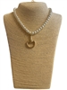 YMN8290 PEARL BEADED GOLD U LINK PENDANT DROP SHORT NECKLACE