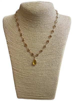 YN2033 CRYSTAL NECKLACE WITH TEARDROP PENDANT