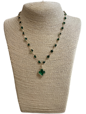 YN2038 CRYSTAL CLOVER SHORT NECKLACE