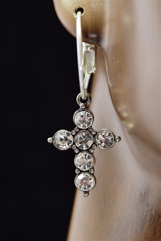 ZQE2143 Crystal cross earrings