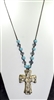 ZQN1865 BLUE BEAD CROSS NECKLACE