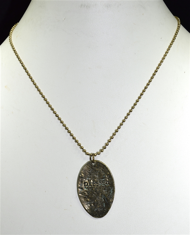 ZQN2809 "BLESSED" HAMMERED SPOON NECKLACE