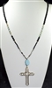 ZQN3626 AMAZONITE STONE CROSS NECKLACE