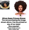 African Queen Princess Afro EDIBLE Cake Topper Image African Woman Cake Afro