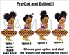 PRE-CUT Purple and Gold Kente Print Dress African Princess EDIBLE Cake Topper Image Cupcakes