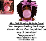 Afro Girl Blowing Bubble Gum EDIBLE Cake Topper Image Afro Girl Cake Bubble Gum