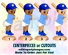Baseball Player Baby Boy Centerpiece with Stand OR Cutouts, Blue and White Bat and Cap