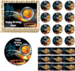 BASKETBALL Sports Edible Cake Topper Image Frosting Sheet Cake Decoration Cupcakes