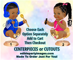 Beauty or Beats Baby Centerpiece with Stand OR Cutouts, Beauty or Beats Babies