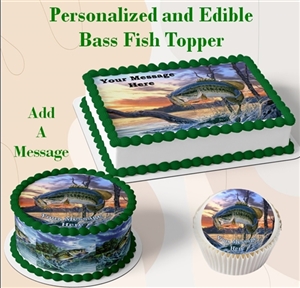 Big Mouth Bass Edible Image for Cake, Cookies, Cupcakes. Father's Day Cake Ideas, Bass Fishing Cake Topper