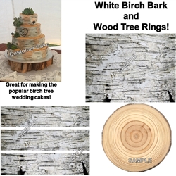 Birch Bark Wood Tree Rings Edible Cake Topper Birch Cake Strips Ring Toppers
