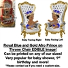 Royal Blue and Gold Afro Prince Throne Chair EDIBLE Cake Image Prince Baby Cake