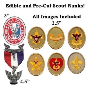 Edible Scout Ranks for Cakes, Cupcakes, Cookies, Sash and more! Comes already cut!