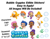 Bubble Guppies Edible PRE CUT Stickers, Bubble Guppies Edible Sticker Cake Decoration, Pre Cut Edible Stickers, Decal Transfers, Guppy Cake
