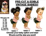 PRE-CUT Baby Girl Green Camo Ruffle Pants EDIBLE Cake Topper Image Rose Gold