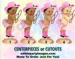 Western Cowgirl Baby Centerpiece with Stand OR Cutouts