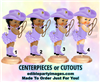 Western Cowgirl Baby Centerpiece with Stand OR Cutouts, Purple Cowgirl Boots Hat