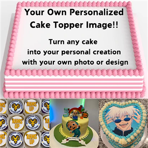 Custom Edible Cake Topper on Frosting Paper! Your Own Image Edible Topper! Printed on frosting sugar paper. Great for Birthdays and Parties!