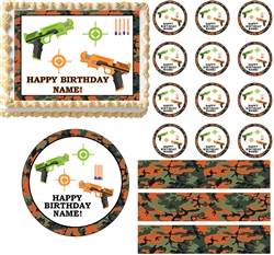 Nerf DART GUNS Camo Edible Cake Topper Image Frosting Sheet - All Sizes!