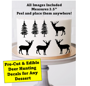 Deer Hunting Edible Pre Cut Images for Cake or Cupcakes, Edible Deer Tree for Cakes, Edible Hunting Deer Images, Hunting Grooms Cake Wedding