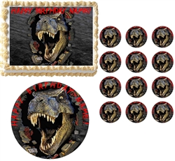 JURASSIC WORLD T REX Face Edible Cake Topper Image Frosting Sheet - All Sizes! NEW