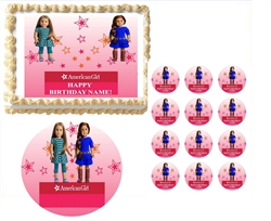 American Girl Dolls YOU Pick Which Dolls You Want Stars Edible Cake Topper Frosting Sheet - All Sizes!