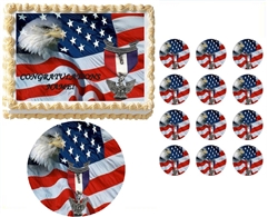 Eagle Scout Court of Honor Ceremony Flag with Ribbon Edible Cake Topper Frosting Sheet - All Sizes!