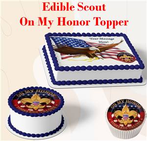 Eagle Scout On My Honor Edible Topper for Cakes, Cupcakes, Cookies and More! Scout Court of Honor Celebration