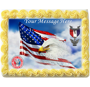 Eagle Scout Edible Topper for Cakes, Cupcakes, Cookies and More! Eagle Flag Ribbon Design